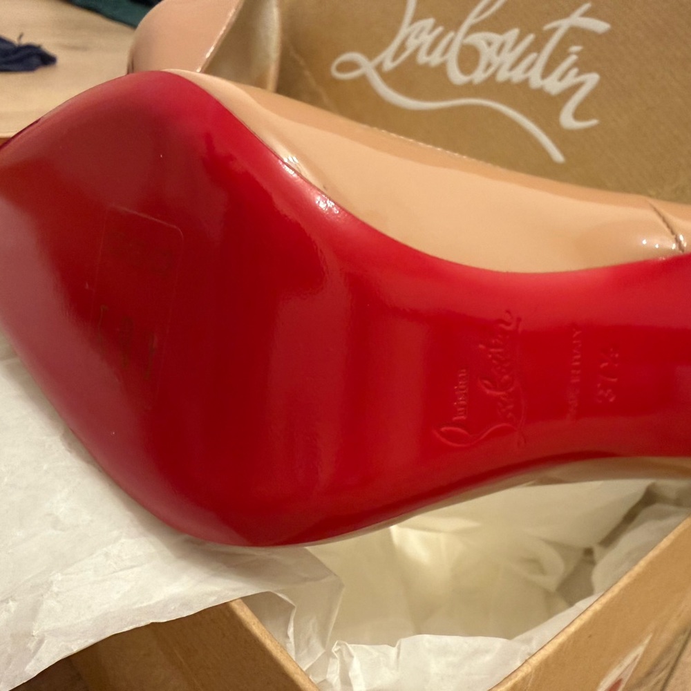 Christian Louboutin Nude Patent Leather Pointed-Toe Pumps - Red Sole